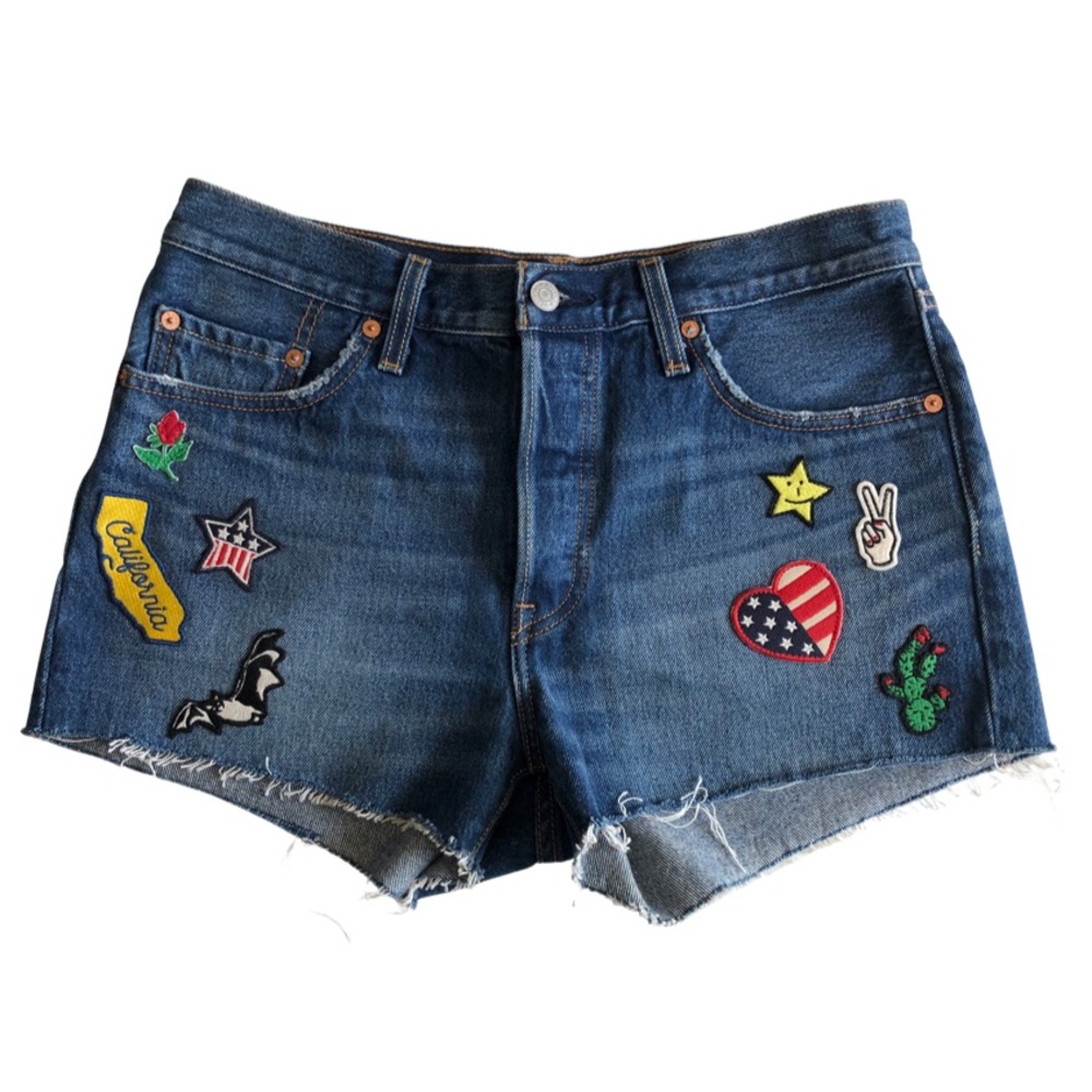 Levi’s 501 California Patches Denim Cut Off Shorts Size 29